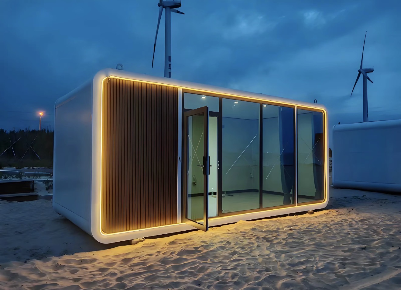 Apple Cabin dormitorio e interior