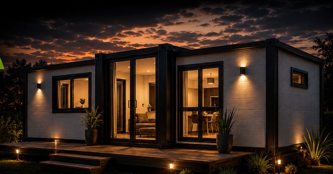 Casa expandible HOM360 de noche
